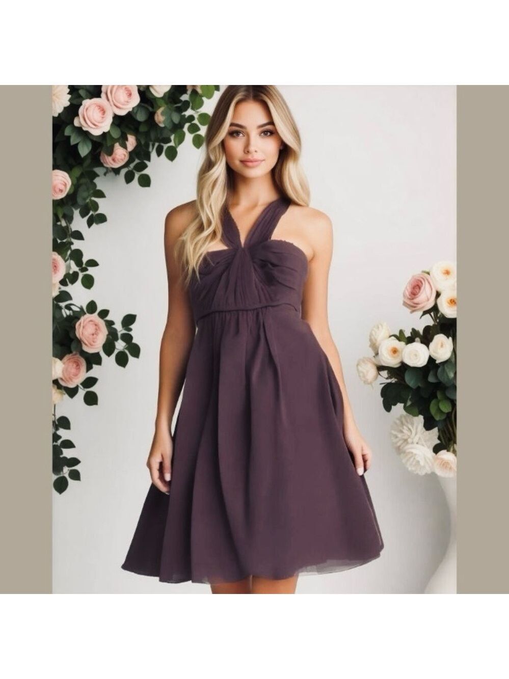 David's Bridal Plum Dress Size 2